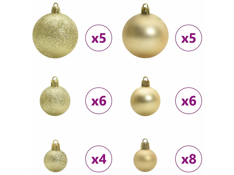  Ensemble de boules de noël 61 pcs 150 led blanc chaud ø 6 cm  - Conforama D