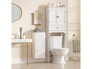 Meuble mural salle de bain blanc laqué porte 2 étagères