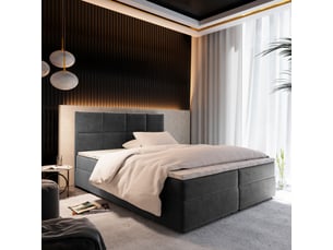Lit avec rangement 160x200 cm <strong>MASSENO</strong> <strong></strong> coloris gris