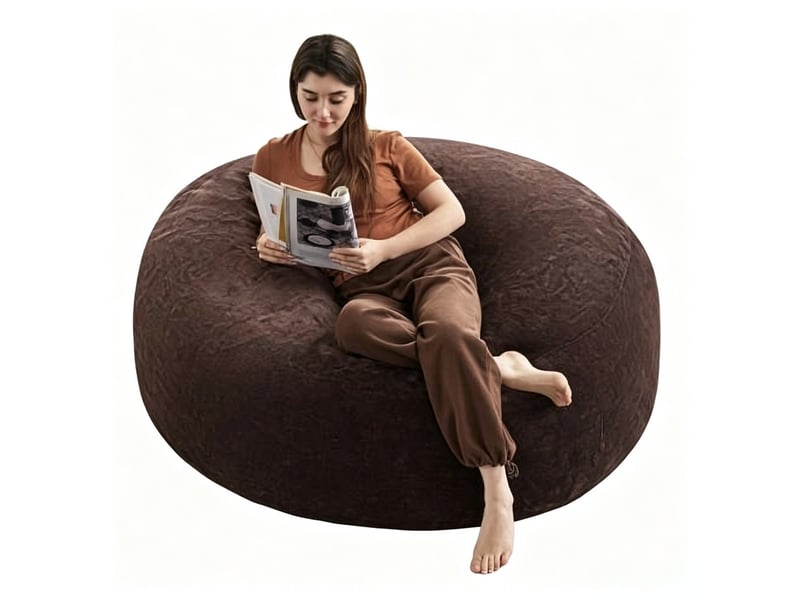  Pouf poire adulte,130x120x60 cm,pliable et compact,tissu,marron  - Conforama A