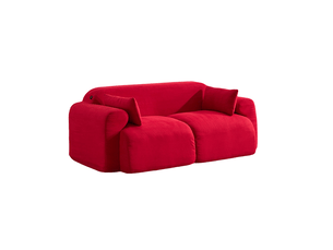 Canapé droit compressé fixe MODENVIE  2 places Velours côtelé rouge