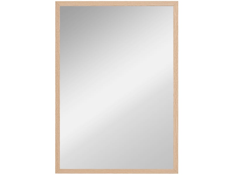 Miroir simple mural rectangulaire résistant aux rayures avec 4 crochets en mdf couleur bois naturel 50 × 70 cm - Conforama A