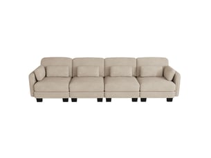 Canapé droit compressé fixe OKWISH  4 places Tissu café clair
