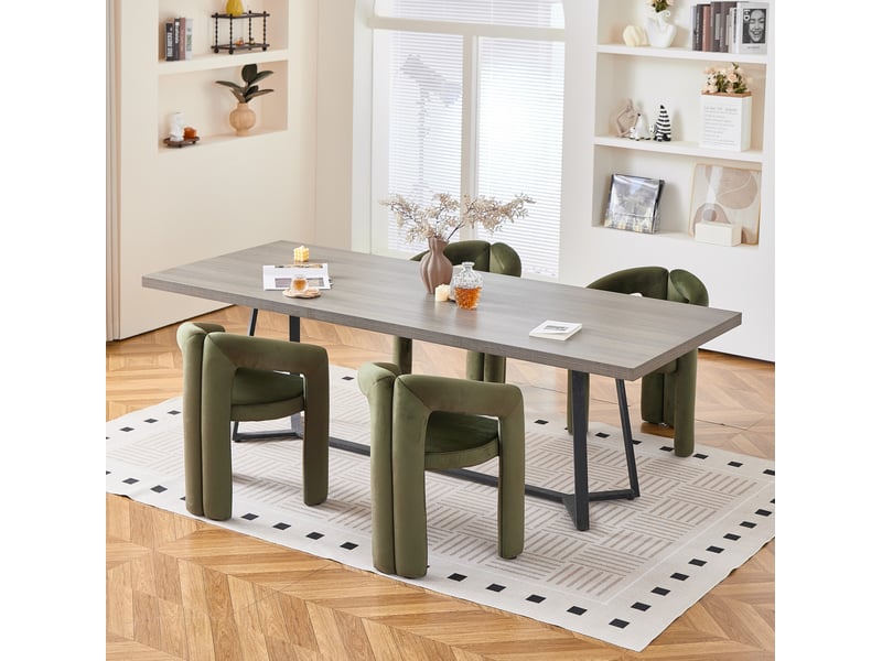 Chaise de salle à manger avec accoudoirs, charge maximale 150 kg, velours vert  - Conforama D