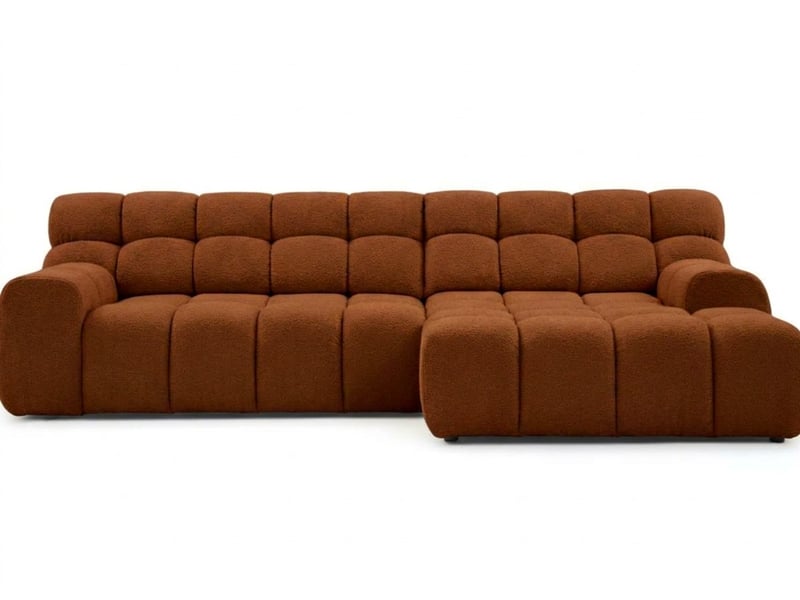 Bobochic canapé d'angle convertible avance-recule électrique andre tissu texturé orange angle droit ANDRE - Conforama A