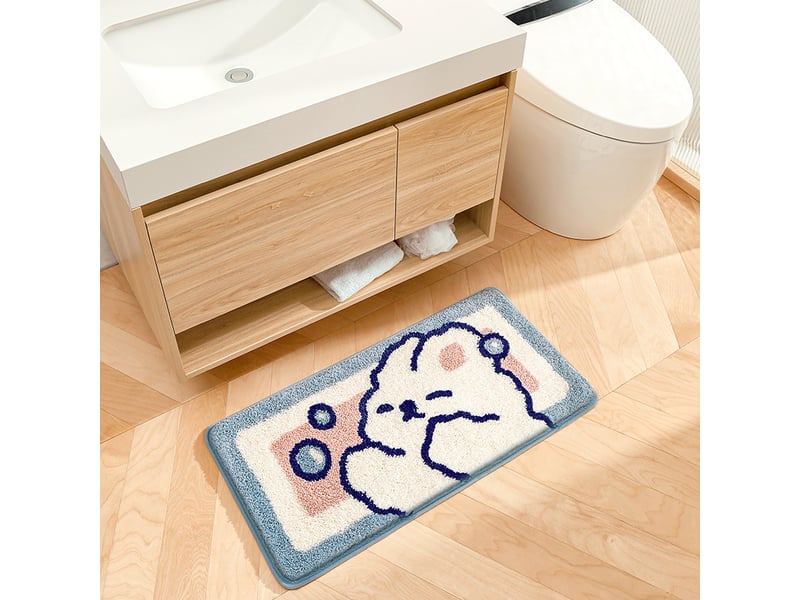  Tapis de salle de bain en forme de chat mignon, extra doux et absorbant, lavable en machine, tapis antidérapant pour baignoire,40x80cm  - Conforama C