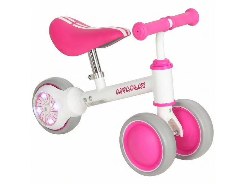  Draisienne bébé 1-2 ans, roue lumineuse, 3 roues eva silencieuses sans pédale, limiteur direction 135°, 51x22x36cm, rose  - Conforama A