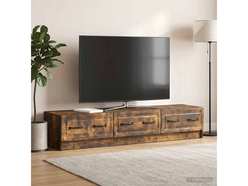  Meuble tv - banc tv - meuble de rangement 147 x 34,5 x 27 cm chêne fumé bois d'ingénierie  - Conforama D