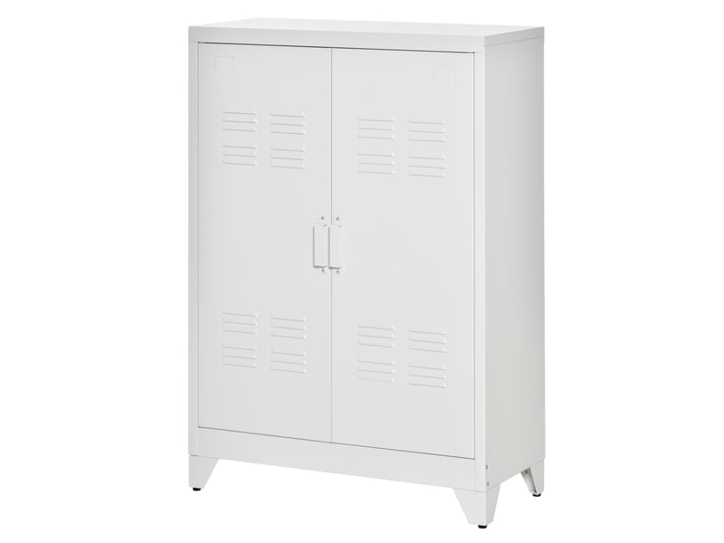  Armoire de bureau en métal 2 portes étagères réglables 75 x 33 x 110 cm blanc  - Conforama B