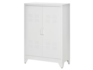 Armoire de bureau en métal 2 portes étagères réglables 75 x 33 x 110 cm blanc