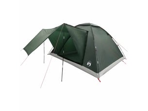 Tente de camping 6 personne vert armée polyester et acier