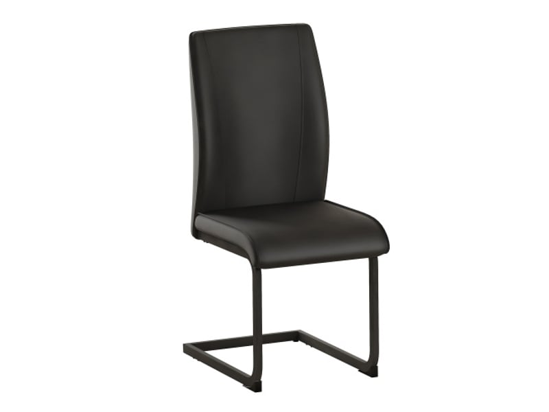  Chaises de salle à manger pu noir – ensemble 2, pieds métal noir, design ergonomique, confort et esthétique moderne  - Conforama A