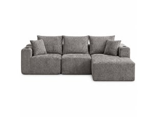 Canapé d'angle réversible convertible <strong></strong> <strong></strong> 3 places Tissu gris avec coffre de rangement