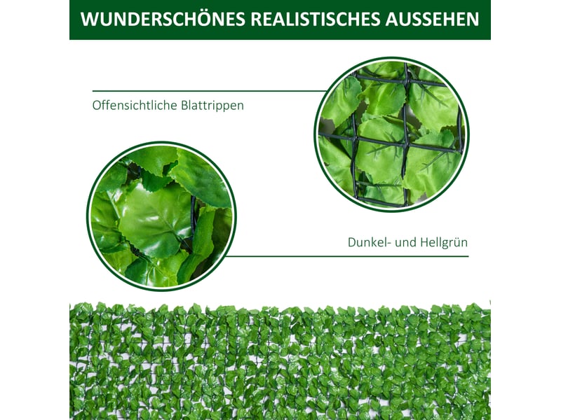  Brise-vue artificiel 300 x 100 cm – vert clair – feuillage décoratif uv et intempéries, balcon et terrasse  - Conforama E