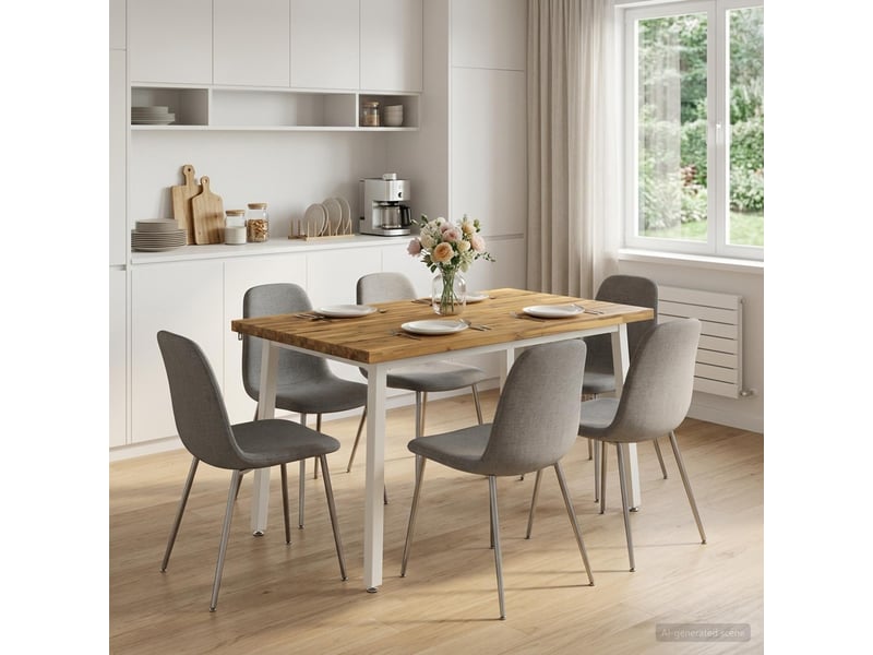  Table à manger moderne 90x55x75 cm bois d'acacia massif blanc rectangulaire shl74638  - Conforama C