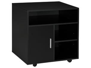 Meuble de bureau multifonctionnel à roulettes avec étagères et grand espace de rangement, 60 x 50 x 65,5 cm, noir
