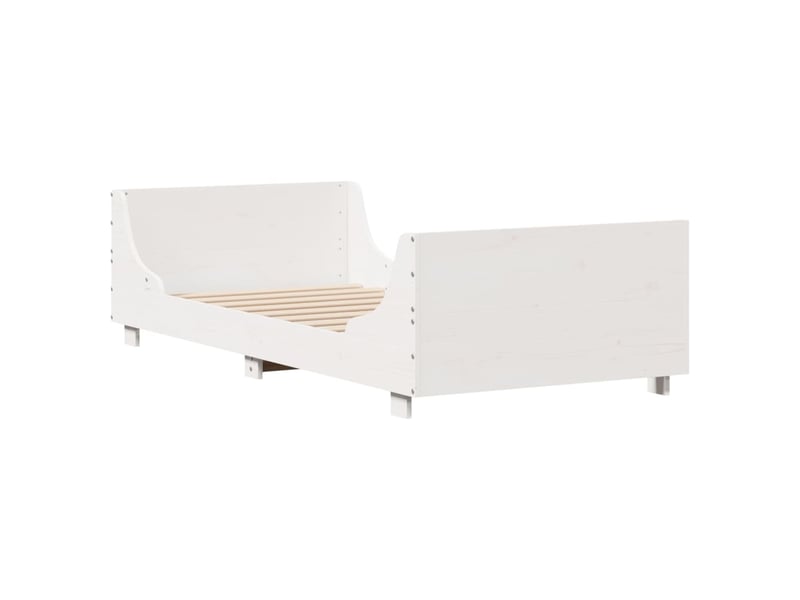  Lit simple- lit adulte -  cadre de lit sans matelas blanc 100x200 cm bois de pin massif  - Conforama B
