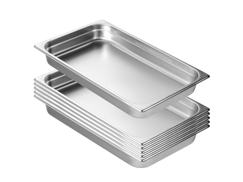  Lot de 6 poêles d'hôtel,succebuy poêles à vapeur en acier inoxydable de 0,8 mm,2,5 pouces de profondeur,pour usage industriel et scientifique  - Conforama A