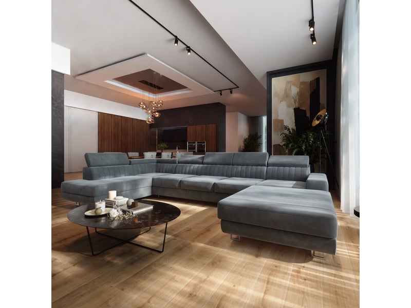 Canapé d'angle gaian, velours gris - Conforama B