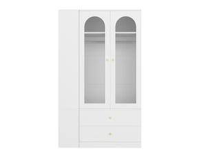 Armoire de chambre moderne blanche 120x50x200 cm avec 4 tiroirs et portes en verre