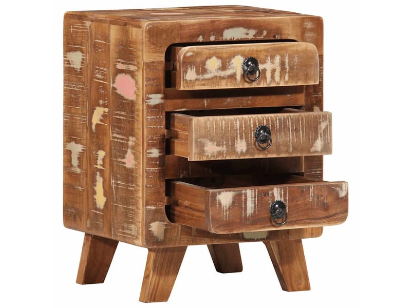 Table de chevet - cabinet de chevet - table de nuit 37x32x50 cm bois massif de récupération - Conforama D