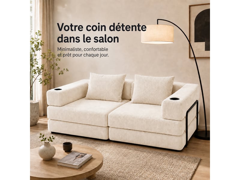  Canapé-lit pliable sans cadre, en tissu velours  - Conforama B