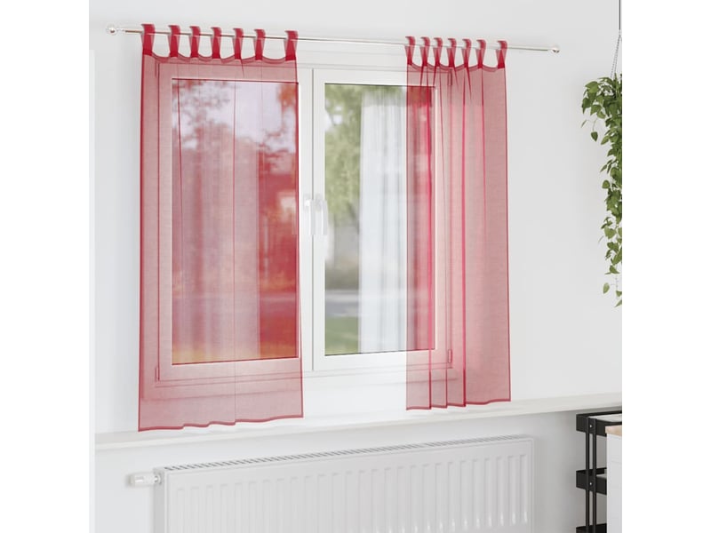  Lot de 2 voilages à œillets, voilages à anneaux rouge bordeaux 140 x 175 cm cf48971  - Conforama B