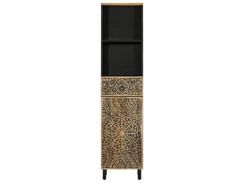  Armoire de salle de bain, meuble de rangement 38x33x160 cm bois massif de manguier shl7524  - Conforama C