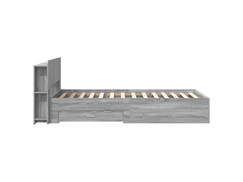 Lit simple- lit adulte - cadre de lit avec rangement sonoma gris 80 x 200 cm - Conforama D