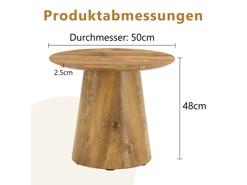  Table d’appoint ronde ø50 cm mdf bois naturel hauteur 48 cm table basse salon  - Conforama C