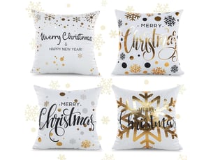 Housses de coussin de noël, 4 pièces, taies d'oreiller décoratives pour canapé, décoration de noël, 45 x 45 cm, jaune