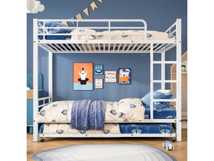 Lit superposé 90x190/200 cm <strong>MERAX</strong>  <strong>lit enfant blanc</strong> coloris blanc