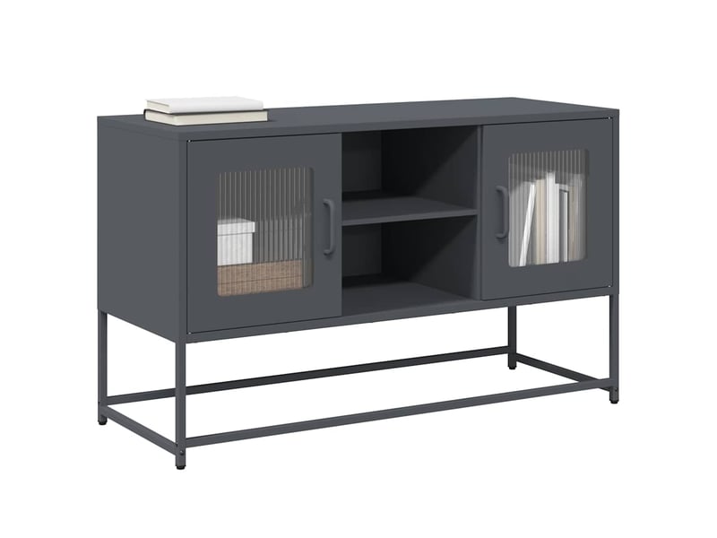  Meuble tv - banc tv - meuble de rangement anthracite 100,5x39x60,5 cm acier  - Conforama B