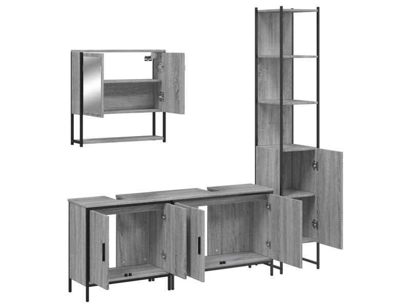  Ensemble de meubles de salle de bain 4 pcs sonoma gris cf63877  - Conforama D