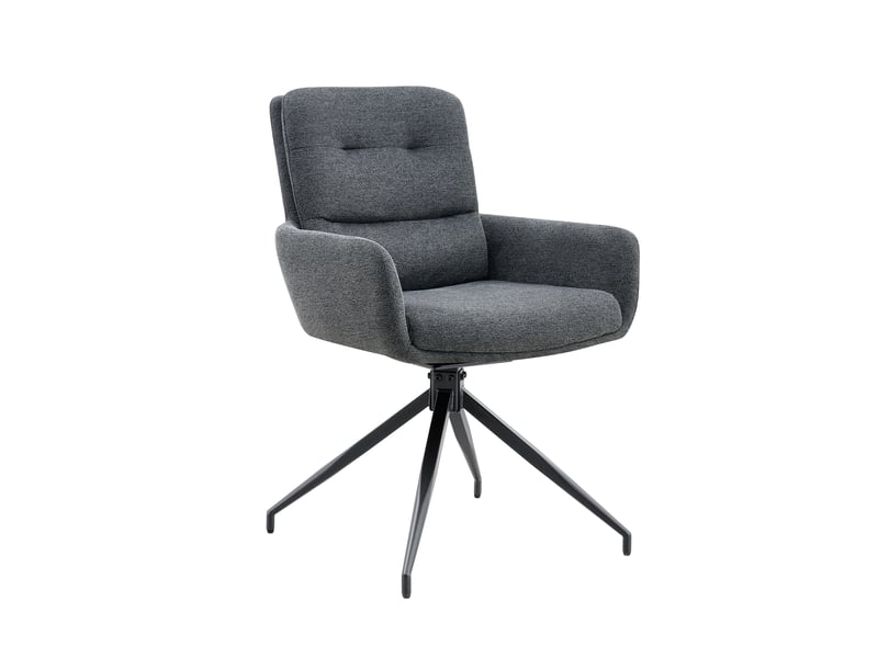  Lot de 2 chaises de salle à manger pivotantes,55x50x85 cm,tissu,gris foncé  - Conforama D