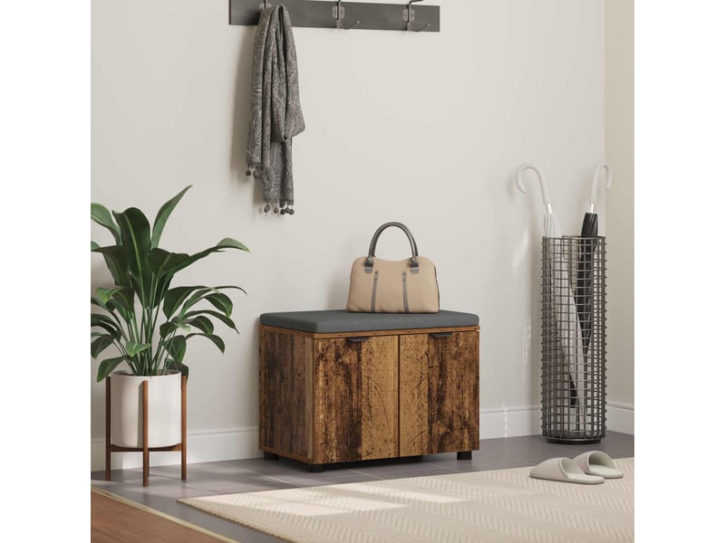  Banc d'entrée, banc interieur avec coussin bois ancien 60x38x46 cm shl6258  - Conforama B