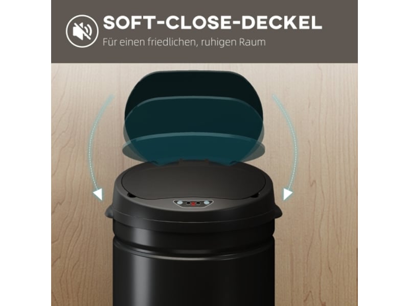  Poubelle à capteur 30 l en inox, sans contact, fermeture douce, pour cuisine hygiénique  - Conforama E