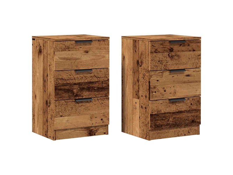  Lot de 2 tables de chevet - cabinet de chevet - table de nuit vieux bois 40x36x65 cm bois d'ingénierie  - Conforama A