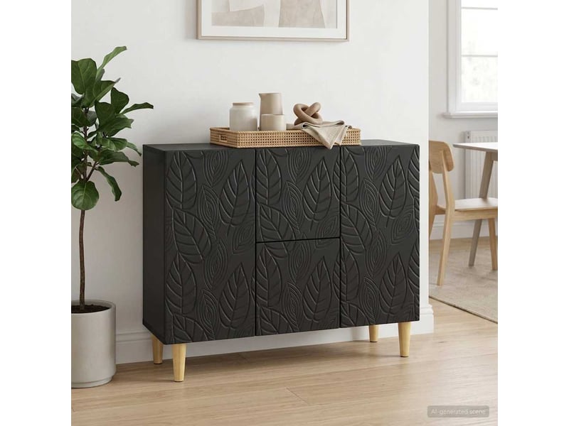  Buffet - bahut - meuble de rangement noir 89 x 34,5 x 60 cm bois d'ingénierie  - Conforama B