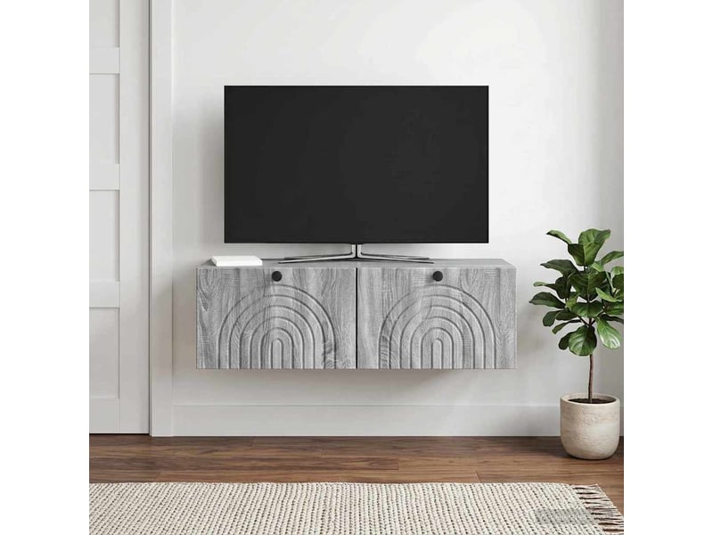  Meuble tv - banc tv - meuble de rangement mural sonoma gris 98 x 31 x 30 cm bois d'ingénierie  - Conforama B