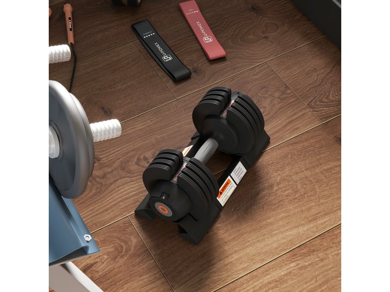  Haltère réglable 4 en 1, 10 kg, réglage rapide du poids, base de rangement, poignée antidérapante pour salle de sport à domicile  - Conforama D