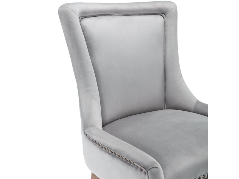  Chaise de salle à manger 61 x 91 cm – gris – lot de 2, velours capitonné, pieds en bois  - Conforama E