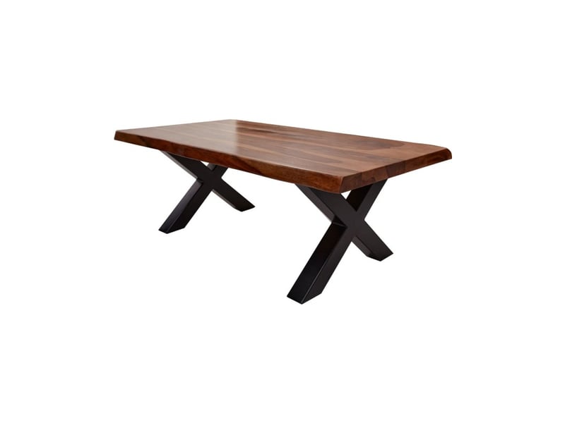  Table basse orkan 110 cm en bois massif de sheesham et métal noir  - Conforama A