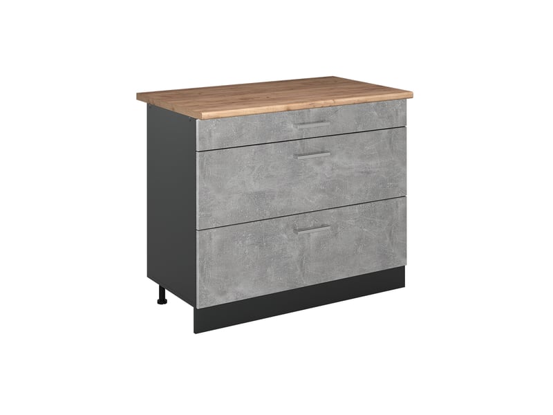  Vicco meuble cuisine, bétonanthracite, 100cm plan de travail chêne doré  - Conforama A