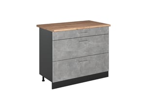 Vicco meuble cuisine, bétonanthracite, 100cm plan de travail chêne doré