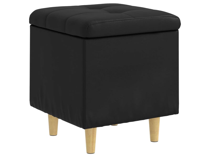  Ottoman, repose pied salon avec rangement noir 40x40x45 cm simili cuir  - Conforama A
