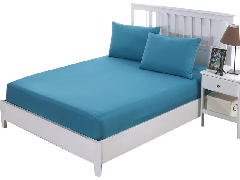  Drap housse 160x200cm avec bonnet 30cm – lac bleu  - Conforama A