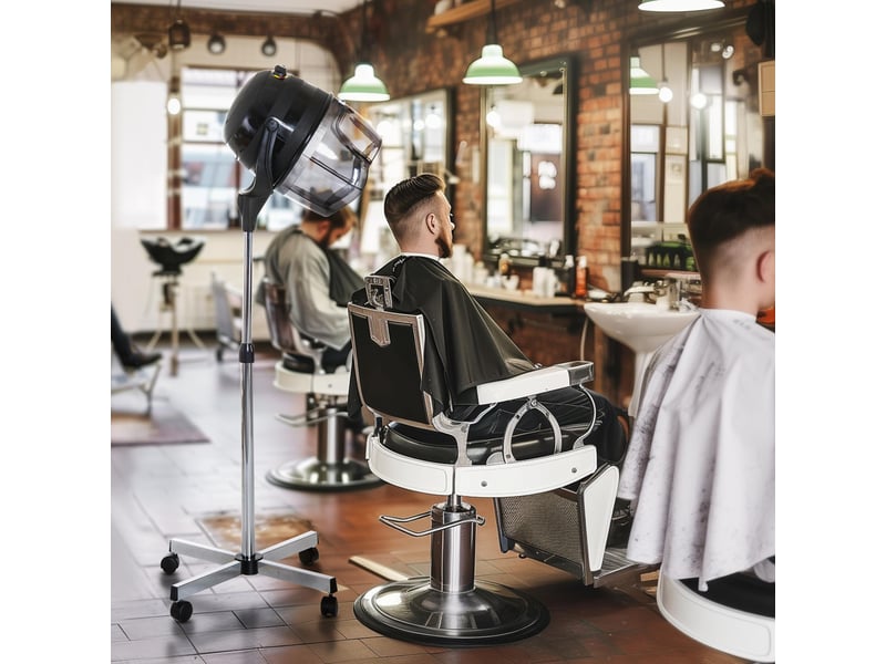  Sèche-cheveux à capuche réglable en hauteur 1180 w avec minuterie 60 minutes et roulettes pivotantes, 65 x 65 x 115-165 cm, noir  - Conforama C