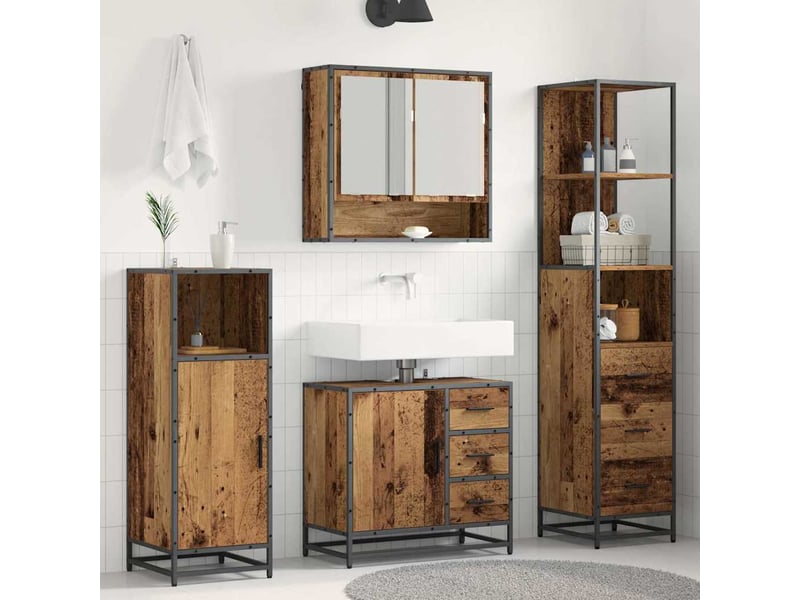 Ensemble de mobilier de salle de bain 3 pièces bois ancien cf64440 - Conforama B