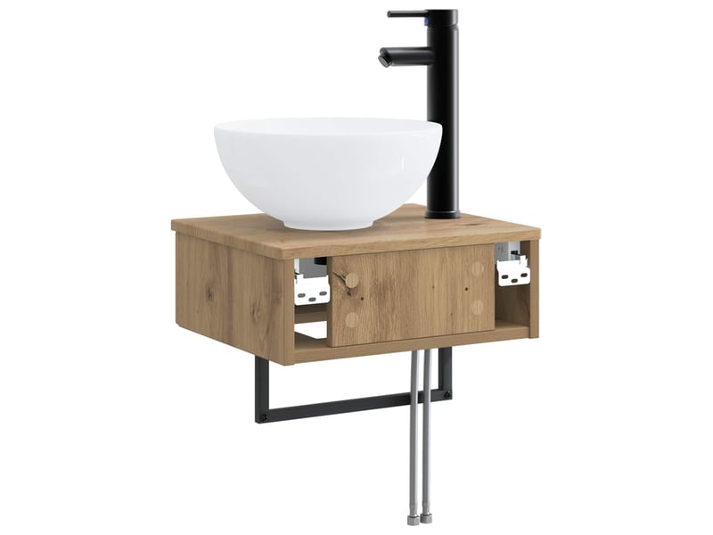 Basin de lavage mural, lavabo chêne artisanal 40x35x39 cm - Conforama E